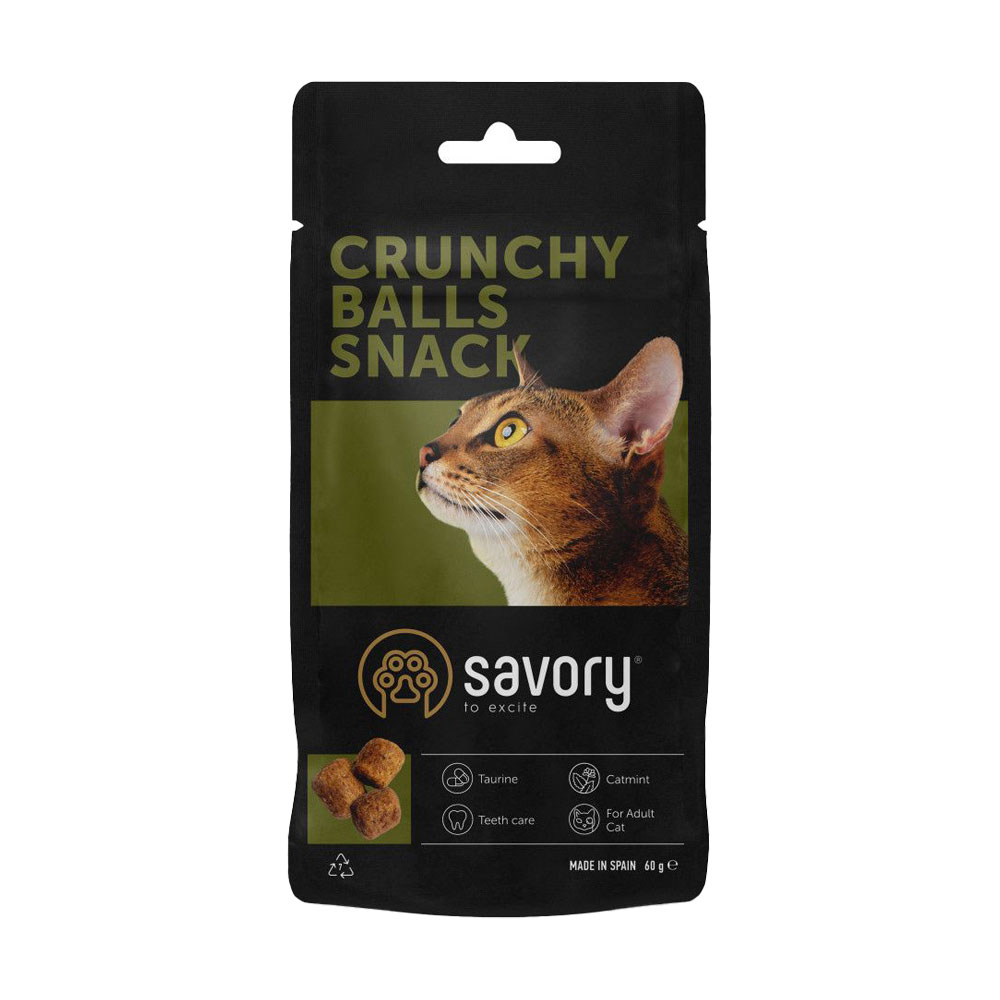 Ласощі для дорослих вибагливих котів Savory Crunchy Balls Snacks кульки з котячою м'ятою 60 г